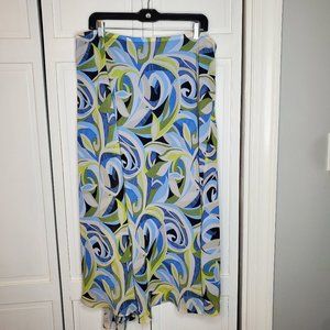 Lane Bryant Plus Size 18/20 Skirt Elastic Waist Blue Geometric As Is